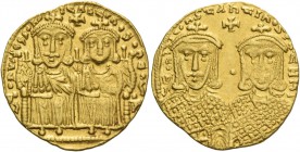 Leo IV Khazar, 775 – 780, with Constantine VI from 776. Solidus 778-780, AV 4.42 g. LЄOh VS SЄςςOh COhStAhtIhOS Facing busts of Leo IV on l. and Const...