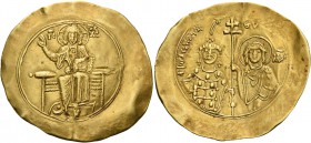 John II Comnenus, August 1118 – April 1143, with colleagues from 1119. Hyperpyron 1118-1122, AV 4.23 g. Christ, with decorated nimbus, seated facing o...