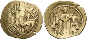 Andronicus II, Palaeologus 11 December 1282 – 24 May 1328 and associated rulers from 1294. Hyperpyron 1303-1320, AV 3.88 g. Bust of the Virgin orans w...