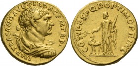 Trajan augustus, 91 – 117. Aureus 103-111, AV 7.32 g. IMP TRAIANO AVG – GER DAC P M TR P Laureate, draped and cuirassed bust r. Rev. COS V P P S P Q R...