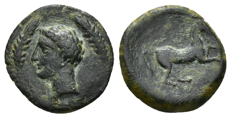 COLECCIÓN CORES. SICILIA-CARTAGO (Mediados s. IV-300 a.C.). A/ Cabeza masculina ...