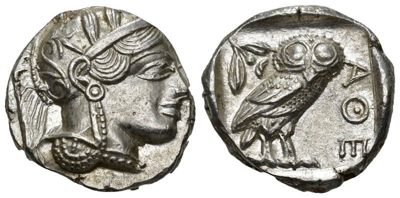 GRECIA ANTIGUA. ÁTICA. Atenas. Tetradracma (454-405 a.C.). A/ Cabeza de Atenea a...