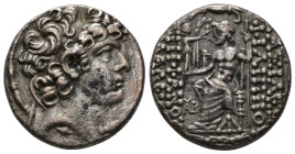 GRECIA ANTIGUA. REINO SELÉUCIDA. Filiipo Filadelfos (emisiones póstumas). Tetradracma. Antioquía del Orontes (post. 83 a.C.). A/ Cabeza diademada a de...