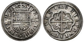 FELIPE IV. 2 reales. 1628. Segovia. P. AR 6 g. 27,1 mm. AC-957. EBC.