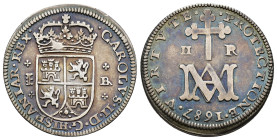 CARLOS II. 2 reales. 1687. Segovia. BR. AR 5,13 g. 28,2 mm. AC-449. MBC/MBC-. Muy escasa.