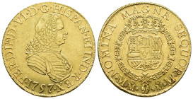 FERNANDO VI. 8 escudos. 1757. México. MM. AU 27 g. 35,6 mm. VI-607. R.B.O. EBC-.