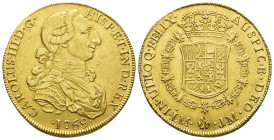 CARLOS III. 8 escudos. 1769. Lima. JM. AU 26,98 g. 36,8 mm. VI-1592. EBC-. Rara.