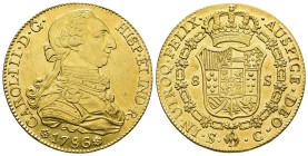 CARLOS III. 8 escudos. 1786. Sevilla. C. AU 27 g. 35,9 mm. VI-1781. R.B.O. EBC/EBC+.