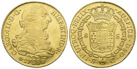 CARLOS III. 8 escudos. 1788. Sevilla. C. AU 27,1 g. 36,7 mm. VI-1783. R.B.O. EBC-/EBC.