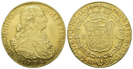 CARLOS IV. 8 escudos. 1795. Nuevo Reino. JJ. AU 26,78 g. 35,8 mm. VI-1353. MBC+/MBC.