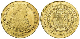 CARLOS IV. 8 escudos. 1800. Popayán. JF. AU 27,07 g. 38 mm. VI-1380. R.B.O. EBC-/EBC.