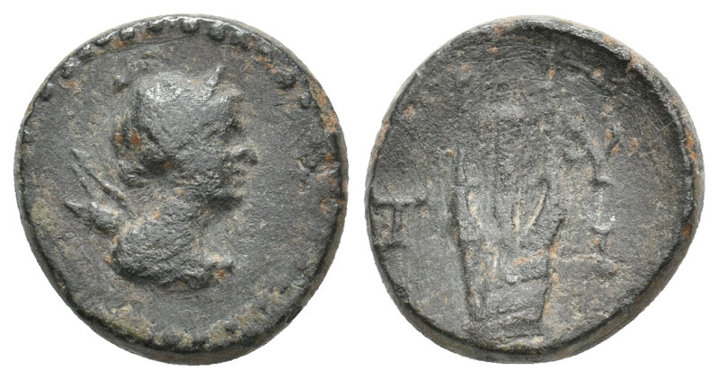 THRACE. Byzantion. Ae (1st century).4.19g 15.8m
Obv: Laureate head of Apollo rig...
