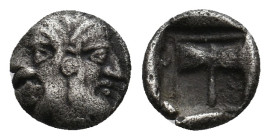 TROAS, Tenedos. (Early-mid 5th century BC). AR Obol.0.55g 8.1m
Obv: Janiform female and male head.
Rev: Labrys within incuse square.
BMC 7; HGC 6, 381...