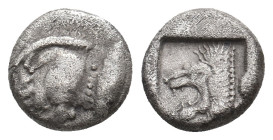 MYSIA. Kyzikos. (Circa 450-400 BC). AR Obol.1.24g 9.7m