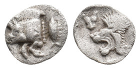 MYSIA. Kyzikos. (Circa 450-400 BC). AR Obol.0.35g 9m