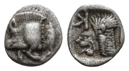 MYSIA. Kyzikos. (Circa 450-400 BC). AR Obol.0.74g 9.2m