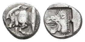 MYSIA. Kyzikos. (Circa 450-400 BC). AR Obol.1.21g 9.8m