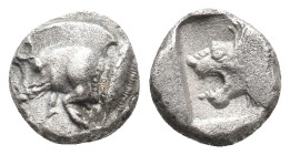 MYSIA. Kyzikos. (Circa 450-400 BC). AR Obol.1.2g 9.7m