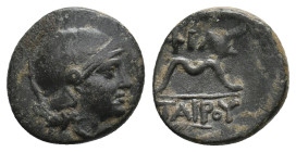 MYSIA. Parion. Philetairos (282-263 BC). Ae.1.93g 13.7m
Obv: Helmeted head of Athena right.
Rev: ΦΙΛΕΤΑΙΡOΥ.
Bow and monogram.
SNG Cop 349.