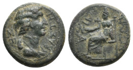 PHRYGIA. Aezanis. Agrippina II (Augusta, 50-59). Ae. 3.94g 15.8m
Obv: ΣΕΒΑΣΤΗ.
Draped bust right.
Rev: AIZANITΩN.
Cybele seated left on throne, re...