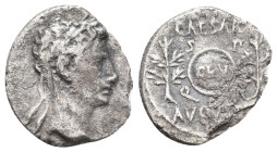 AUGUSTUS (27 BC-14 AD). Denarius. Uncertain mint in Spain, possibly Colonia Caesaraugusta.3.05g 18.6m