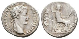 TIBERIUS (14-37). Denarius. "Tribute Penny" type. Lugdunum.
Obv: TI CAESAR DIVI AVG F AVGVSTVS.
Laureate head right.
Rev: PONTIF MAXIM.
Livia (as ...