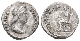 SABINA Augusta, 128-137 AD. AR, Denarius. Rome.3.3g 17.2m
