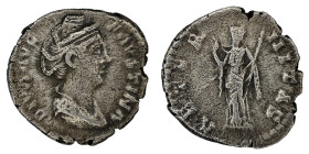 FAUSTINA I. Denarius. Rome.
Date: AD 141

RIC III Antoninus Pius 346B

Obv: DIVA FAVSTINA ; Bust of Faustina I, draped, right, hair elaborately w...
