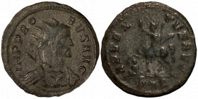 PROBUS. Antoninianus. Rome.
Date Range: AD 276 - AD 282

RIC V Probus 157

Obv: IMP PROBVS AVG ; Bust of Probus, radiate, cuirassed, right.
Rev:...