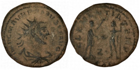 PROBUS. Antoninianus. Antioch.
Date Range: AD 276 - AD 282

RIC V Probus 920

Obv. IMP C M AVR PROBVS P F AVG ; Bust of Probus, radiate, draped, ...