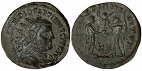DIOCLETIAN. Fraction. Cyzicus.
Date Range: AD 295 - AD 299

RIC VI Cyzicus 16a

Obv: IMP C C VAL DIOCLETIANVS P F AVG ; Bust of Diocletian, radia...
