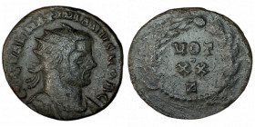 GALERIUS. Æ 3. Rome.
Date Range: AD 297 - AD 298

RIC VI Rome 87b

Obv: GAL VAL MAXIMIANVS NOB C ; Bust of Galerius, radiate, draped, cuirassed, ...