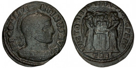 CONSTANTINE I. Æ 2/Æ 3. Arelate.
Date: AD 319

RIC VII Arelate 194

Obv: IMP CONSTA-NTINVS AVG ; Bust of Constantine I, laureate, helmeted, cuira...