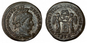 CONSTANTINE I. Æ 2/Æ 3. Trier.
Date: AD 319

RIC VII Treveri 221

Obv: IMP CONSTANTI-NVS MAX AVG ; Bust of Constantine I, laureate, helmeted, cui...