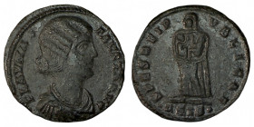 FAUSTA. Æ 2/Æ 3. Siscia.
Date Range: AD 326 - AD 327

RIC VII Siscia 205

Obv: FLAV MAX - FAVSTA AVG ; Bust of Fausta, waved hair, mantled, right...
