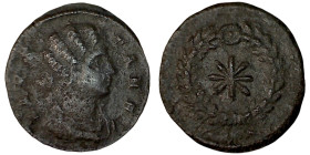 FAUSTA. Æ 2/Æ 3. Thessalonica.
Date Range: AD 318 - AD 319

RIC VII Thessalonica 51

Obv: FAVS-TA N F ; Bust of Fausta, waved hair, mantled, righ...