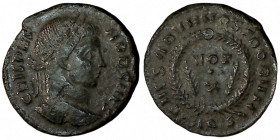 CRISPUS. Æ 2/Æ 3. Aquileia.
Date: AD 322

RIC VII Aquileia 106

Obv: CRISPVS - NOB CAES ; Head of Crispus, laureate, right.
Rev: CAESARVM NOSTRO...