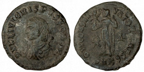 CRISPUS. Æ 2/Æ 3. Cyzicus.
Date Range: AD 317 - AD 320

RIC VII Cyzicus 10

Obv: D N FL IVL CRISPVS NOB CAES ; Bust of Crispus, laureate, draped,...