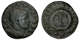 CRISPUS. Æ 2/Æ 3. Rome.
Date: AD 321

RIC VII Rome 238

Obv: CRISPVS NOB CAES ; Bust of Crispus, laureate, draped, cuirassed, right.
Rev: CAESAR...