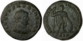 CRISPUS. Æ 2/Æ 3. Siscia.
Date: AD 317

RIC VII Siscia 39

Obv: CRISPVS NOB CAESAR ; Bust of Crispus, laureate, draped, cuirassed, right.
Rev: P...