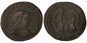 LICINIUS II. Æ 2/Æ 3. Siscia.
Date: AD 319

RIC VII Siscia 69

Obv: LICINIVS IVN NOB CAESAR ; Bust of Licinius II, laureate, draped, cuirassed, r...