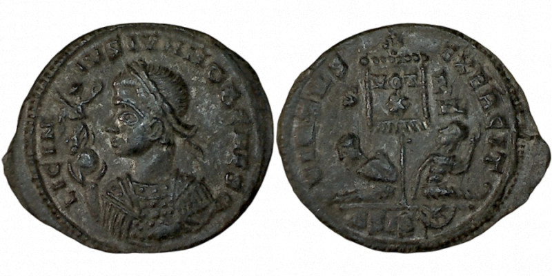 LICINIUS II. Æ 2/Æ 3. Siscia.
Date: AD 320

RIC VII Siscia 132

Obv: LICINI...