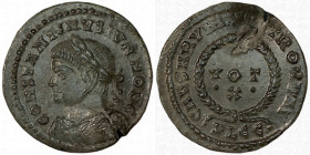 CONSTANTINE II. Æ 2/Æ 3. Londinium.
Date Range: AD 323 - AD 324

RIC VII Lugdunum 224

Obv: CONSTANTINVS IVN NOB C ; Bust of Constantine II, laur...