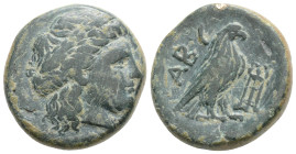 Greek Asia. Troas, Abydos. AE 8,5 g. 20,7 mm, 4th century BC. Obv. Head of Apollo Left. laureate. Rev: ABY. Eagle standing to right,