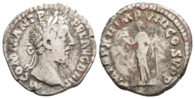 Roman Imperial, Commodus, AD. 177-192. AR Denarius. (2.6 g, 13 mm)