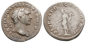 Roman Imperial, Trajan 98-117, Denarius, 3,2 g. 19,2 mm. Obv: Laureate head of Trajan right "IMP TRAIANO AVG GER DAC PM TR P" Rev: "COS V PP SPQR OPTI...