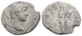 Roman Imperial, Hadrian (117-138), Denarius 137, Rome mint 3 g. 18,2 mm. 
Obverse: laureate head right, HADRIANVS AVG COS III P P
Reverse: Fides sta...