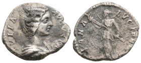 Roman Imperial, Julia Domna AD 193-217. Rome. Denarius AR
19,3 mm., 3,1g. IVLIA PIA FELIX AVG, draped bust of Julia Domna right / DIANA LVCIFERA, Dia...