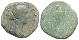 Roman Imperial, Diva Faustina AD 141. Rome. Sestertius Æ 9,5 g. 25,2 mm.