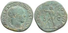 Roman Imperial, Severus Alexander Æ Sestertius. Rome, 223 AD. IMP ALEXANDER PIVS AVG, laureate draped bust right / P M TR P XII COS III, Sol standing ...